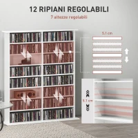 HOMCOM Mobile Libreria porta CD a 16 Ripiani dal Design Moderno in Legno, 106.5x24x126.3 cm, Bianco(m-5)