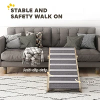 PawHut Dog Ramp for Couch, Adjustable Folding Pet Ramp, 4 Adjustable Height Dog Climbing Ladder, 35/43/47/50 cm Height(m-5)