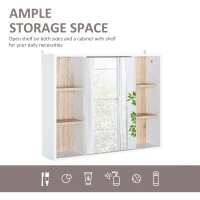 HOMCOM Bathroom Mirror Cabinet, Wall Mounted Storage Cabinet with Open Cupboard and Adjustable Shelf, White(m-4)