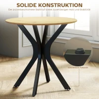 HOMCOM Esstisch Küchentisch Runder Tisch, Modernes Design, 78 cm x 78 cm x 75 cm, Naturholz(m-5)