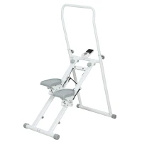 SPORTNOW Stepper Vertical Climber Pieghevole con Impugnatura Regolabile, Pedali Antiscivolo e Monitor LCD, Bianco(m-1)
