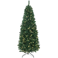 HOMCOM Sapin de Noël artificiel 180 cm, arbre de Noël, lumières LED synchronisées colorées et télécommande, 899 pointes, vert(m-11)