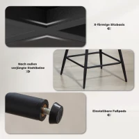 HOMCOM 2er-Set Barstühle mit Cordbezug und Stahlbeinen, Polsterstühle für Kücheninsel, Esszimmer, Grau(m-6)