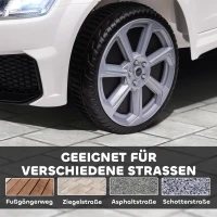HOMCOM Kinder-Elektroauto, Audi TT RS Roadster, 3 km/h, Fernbedienung, LED, USB, Weiß(m-7)