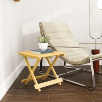 Outsunny Table basse pliante en bois massif table d'appoint pliante légère dessus à lattes 40 x 43 x 40 cm bois naturel(m-10)