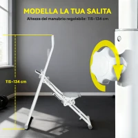 SPORTNOW Stepper Vertical Climber Pieghevole con Impugnatura Regolabile, Pedali Antiscivolo e Monitor LCD, Bianco(m-4)
