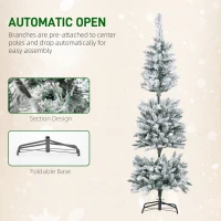 HOMCOM Brad de Crăciun Înzăpezit cu 180 de Lumini LED cu 11 Efecte și 479 de Ramuri, Ø65x180 cm, Verde și Alb(m-7)