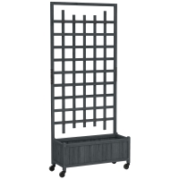 Outsunny Wooden Trellis Planter, Raised Garden Bed with Wheels, to Climb and Grow Vegetables, Herbs and Flowers, Grey