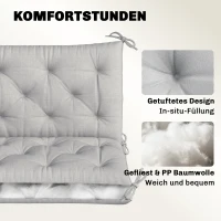 Outsunny 3 Sitzer Bankauflage 150x98x8 cm Bankkissen mit Bändern, Bankpolster für Gartenmöbel Hollywoodschaukel, Hellgrau(m-5)
