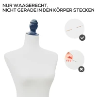 HOMCOM Mannequin-Torso, Kleiderpuppe, Schaufensterpuppe, Schaumstoff, Holz, Metall, Weiß(m-7)