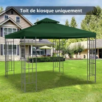 Outsunny Toit de Remplacement pour Gazebo de Jardin Toile de Rechange pour pavillon tonnelle Tente 3 x 3 m Vert foncé(m-10)