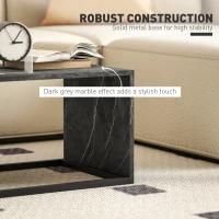 HOMCOM Nesting Coffee Table Set of 2, Industrial Stacking Side End Tables with Metal Frame for Living Room, Bedroom, Dark Grey Marble Effect(m-5)