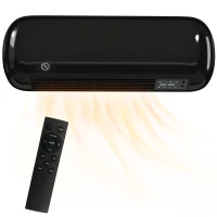 HOMCOM 2000W Ceramic Electric Heater with Fan, Adjustable Thermostat, Wall Mounted - Black(m-11)