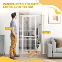PawHut Cancellino per Cani e Gatti Alto 180 cm, Estensibile da 76-104 cm e Montaggio a Pressione, Bianco(m-4)