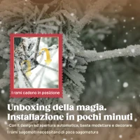 HOMCOM Albero di Natale Innevato Alto 210 cm con Rami Realistici e Base in Metallo Pieghevole(m-6)