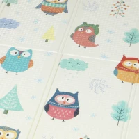 AIYAPLAY Foldable Baby Plat Mat Double Sided, Kids Floor Mat for Crawling, 200L x 150W cm, Car track and Owl Theme(m-8)