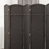 HOMCOM Paravent interieur en bois 6 panneaux 240 x 170 cm séparateur de pièce pliable pour salon, chambre à coucher, naturel(m-7)