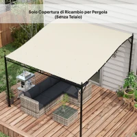 Outsunny Telo Copertura per Gazebo Pergola 3x3 m in Poliestere con 16 Fori di Drenaggio, 297x297 cm, Beige(m-7)