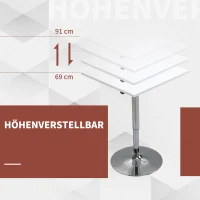 HOMCOM Höhenverstellbarer Bartisch, 360° drehbar, kratzfeste Füße, stabile Metallbasis, Weiß(m-4)