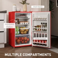 Frigider independent sub masa de 91 litri HOMCOM cu cutie de racire, usa reversibila, termostat reglabil, lat de 47,5 cm, Alb(m-6)