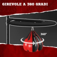 SPORTNOW Punching Ball a Muro con Speed Bag Girevole a 360° e Regolabile su 7 Altezze, Nero e Rosso(m-6)