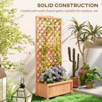 Outsunny Wooden Planter with Trellis, Freestanding Raised Bed for Garden with Lattice, Outdoor Planter Box for Climbing Plants, Vines, Flowers, 76 x 36 x 170 cm, Brown(m-7)