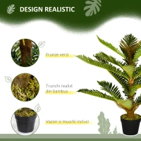 HOMCOM Plantă Artificială de Palmă cu 18 Frunze și Vas Inclus pentru Interior, Înălțime 85 cm, Verde(m-4)