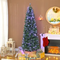 HOMCOM Sapin de Noël artificiel 180 cm, arbre de Noël, lumières LED synchronisées colorées et télécommande, 899 pointes, vert(m-9)