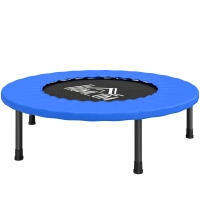 HOMCOM Mini trampoline de fitness, trampoline d'exercice avec pieds antidérapants, charge 100 kg, Ø 81 x 22,5 cm, bleu et noir
