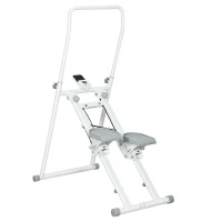 SPORTNOW Stepper Vertical Climber Pieghevole con Impugnatura Regolabile, Pedali Antiscivolo e Monitor LCD, Bianco(m-10)