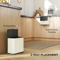 HOMCOM 8L Hanging Kitchen Bin, Rubbish bin with Lid and Removable Inner Bucket for Kitchen Cabinet Door, Under Sink, Office(m-4)
