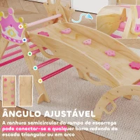 AIYAPLAY Conjunto de Escalada em Madeira para Crianças Tema de Coroa com Arco e Rampa para Deslizar ou Escalar  Rosa(m-6)
