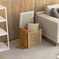 HOMCOM Coffre de rangement tabouret de rangement 54.76 L design lamellé cadre en bambou naturel 40 x 40 x 47 cm bois naturel(m-10)