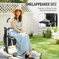 HOMCOM Einkaufstrolley, 40 L Oxford-Tasche, 3-Rad-Design, Aluminiumrahmen, Sitz, Grau(m-5)