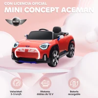 AIYAPLAY Coche Eléctrico para Niños de +3 Años MINI Concept Aceman con Bluetooth Mando a Distancia Motor Doble Rojo(m-4)