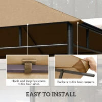 Outsunny 3 x 3 m Gazebo Canopy Replacement Cover, Garden Gazebo Roof Replacement with Drain Holes, TOP COVER ONLY, Beige(m-5)