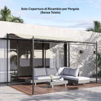 Outsunny Telo Copertura per Gazebo Pergola 3x3 m in Poliestere con 16 Fori di Drenaggio, 297x297 cm, Beige(m-8)