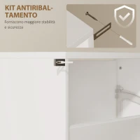 HOMCOM Scarpiera a Specchio a 4 Ante Antiribaltamento in Legno, 63x17x146 cm, Bianco(m-6)