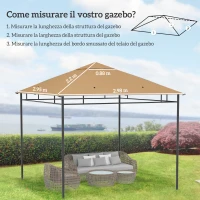 Outsunny Tetto di Ricambio per Gazebo 3x3m in Poliestere con Prese d'Aria e Fori di Drenaggio, Beige(m-3)
