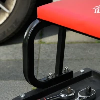HOMCOM Taburete de Taller Móvil con Ruedas Bandeja para Herramientas y Estructura de Acero Carga 100 kg para Garaje Rojo(m-7)