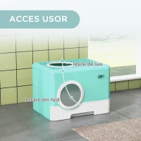 PawHut Litieră pentru Pisici cu Capac și Lopățică, Intrare Dublă și Tavă Detașabilă, 52x41x38.5 cm, Verde(m-5)