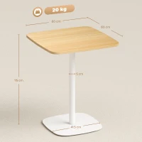 HOMCOM Small Dining Table Square Kitchen Table for 2 People Square Steel Base 60x60x75 cm Natural and White(m-3)