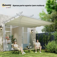 Outsunny Cobertura para Pérgola Retrátil 286x245 cm Teto de Substituição para Pérgola com Proteção UV30+ para Pérgola de 3x2,15 cm Creme(m-7)