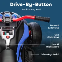 AIYAPLAY 12V Kids Electric Ride On Car with 3 Wheeler, MP3 Player, Horn, 2 Speeds, LED Lights for Boys & Girls Ages 3-8, Blue(m-5)