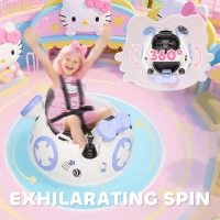 AIYAPLAY Hello Kitty Kids Ride on Bumper Car with Remote Control, Two Joysticks, Music, Lights, Safety Belt, White(m-6)