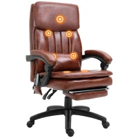 Vinsetto PU Leather Office Chair with 7 Point Vibrating Massage, Computer Desk Chair with Footrest, Adjustable Height, Reclining Back, Brown(m-10)