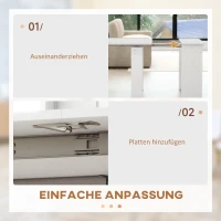 HOMCOM Esstisch, Klapptisch, ausziehbarer Küchentisch, Esszimmertisch, Spanplatten, 60-180 x 85 x 75 cm, Weiß(m-5)