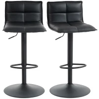 HOMCOM Set of Two Modern Faux Leather Bar Stools - Black(m-10)