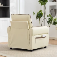 HOMCOM Poltrona da Salotto Moderna con Imbottitura Spessa, Tasca Laterale e Rivestimento in Finta Pelle, Beige(m-9)