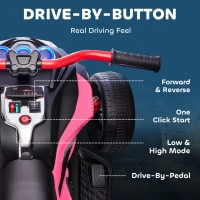 AIYAPLAY 12V Kids Electric Ride On Car with 3 Wheeler, MP3 Player, Horn, 2 Speeds, LED Lights for Boys & Girls Ages 3-8, Pink(m-5)